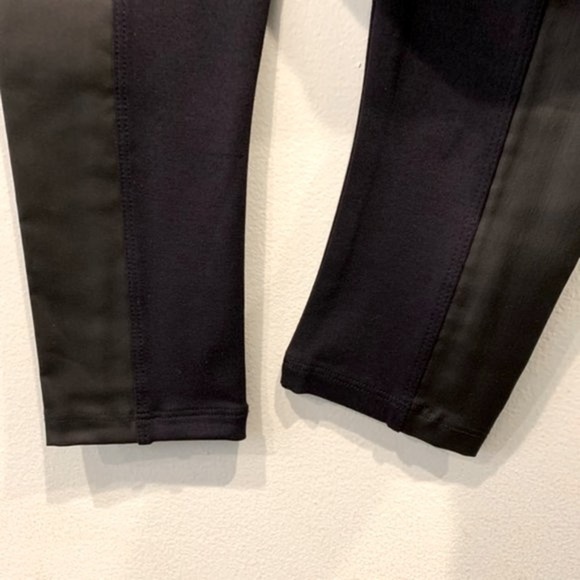 David Lerner Contrast Panel Leggings Faux Leather Black Women’s Size Large - Picture 5 of 7